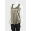 Sleeveless Khaki Silk Top