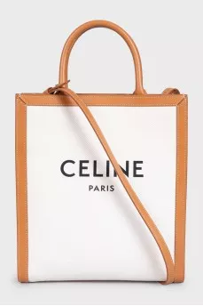 Rectangular bag with leather trim