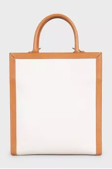 Rectangular bag with leather trim