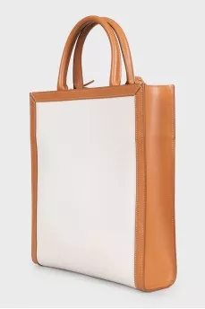 Rectangular bag with leather trim