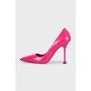 Pink leather pumps