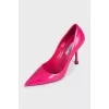 Pink leather pumps