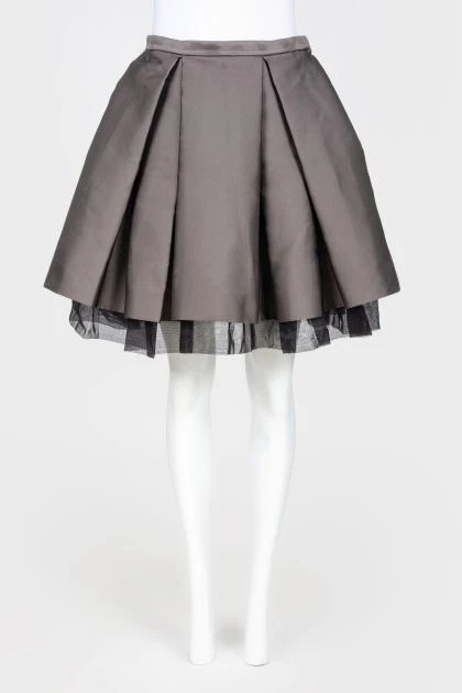 Gray multilayer skirt-coal