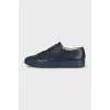 Men's blue leather lace-up sneakers