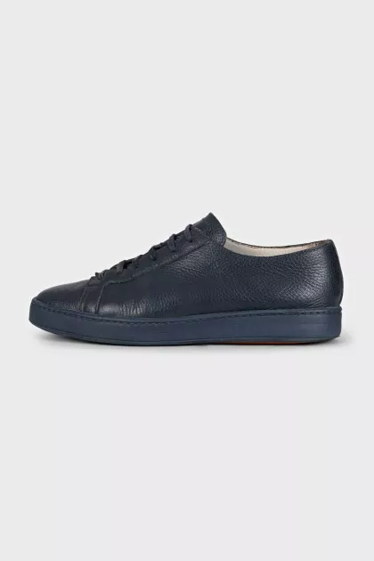 Men's blue leather lace-up sneakers