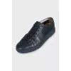 Men's blue leather lace-up sneakers