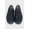 Men's blue leather lace-up sneakers