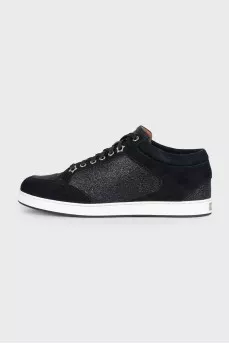 Black sneakers with shiny inserts
