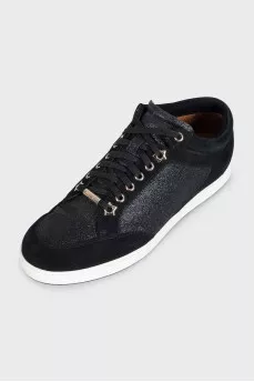 Black sneakers with shiny inserts