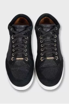 Black sneakers with shiny inserts