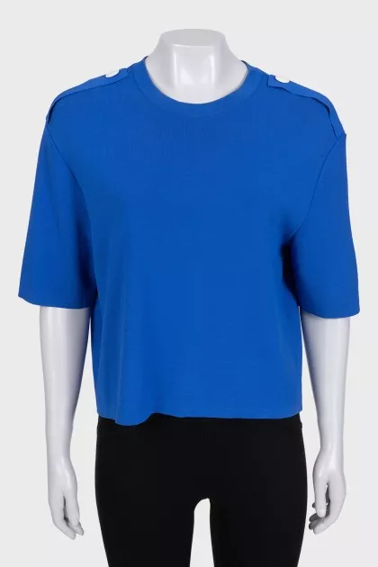 Blue straight-cut T-shirt