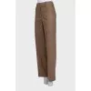 Straight-leg brown wool and cashmere trousers