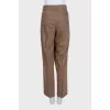 Straight-leg brown wool and cashmere trousers