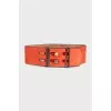 Wide orange leather belt