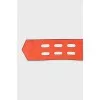 Wide orange leather belt