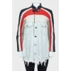 Denim jacket with leather top