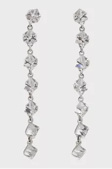 Long silver earrings with pendants