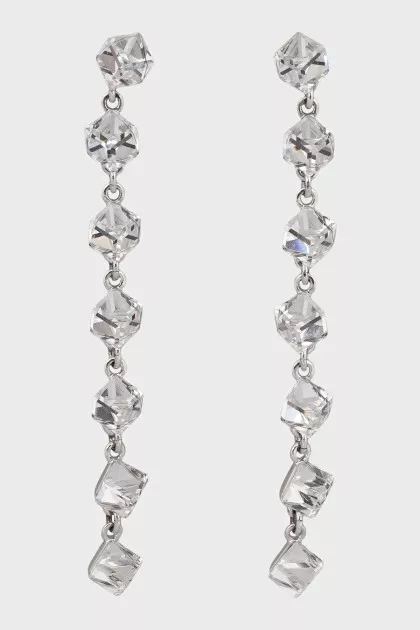 Long silver earrings with pendants