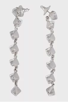 Long silver earrings with pendants
