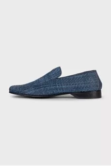Men's blue leather loafers