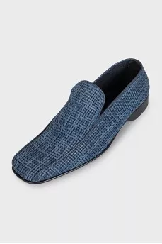 Men's blue leather loafers