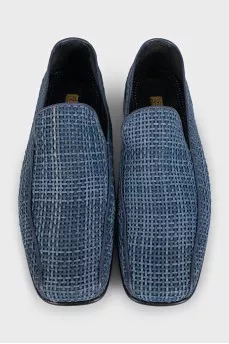 Men's blue leather loafers