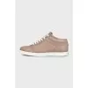 Brown leather sneakers with logo