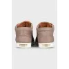 Brown leather sneakers with logo