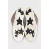Brown leather sneakers with logo