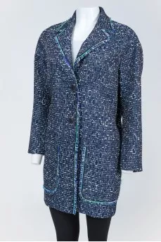 Blue coat with fringe
