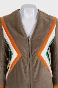 Velvet green jacket with print
