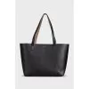 Two-tone leather shopper
