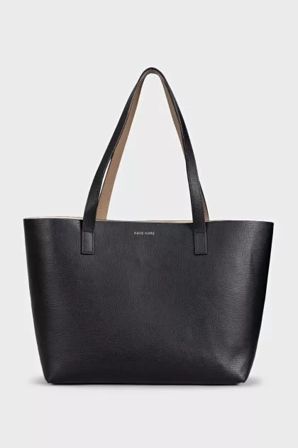 Two-tone leather shopper