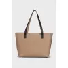 Two-tone leather shopper