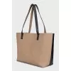 Two-tone leather shopper