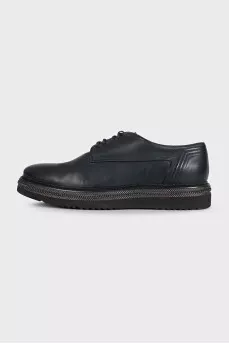 Men's blue leather lace-up shoes