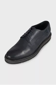 Men's blue leather lace-up shoes
