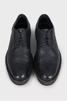 Men's blue leather lace-up shoes