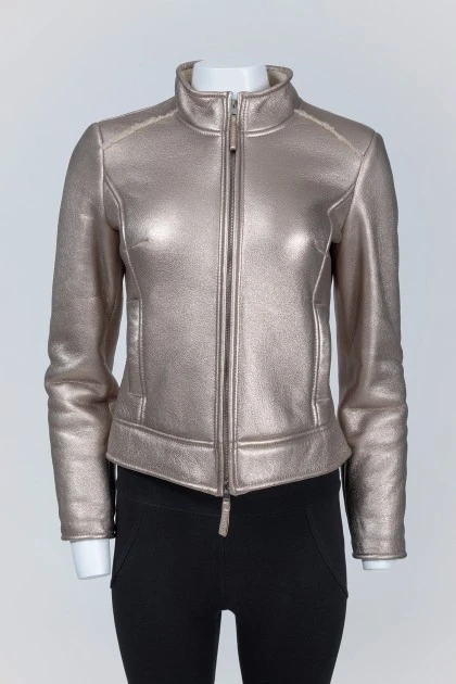 Sheepskin coat in silver color