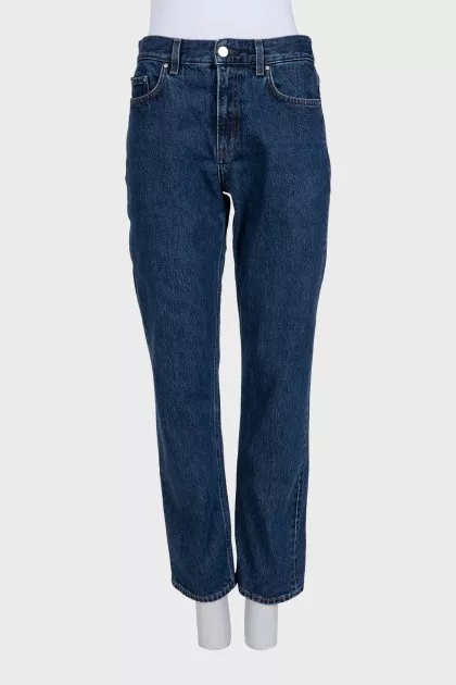 Straight-leg mid-rise jeans in blue