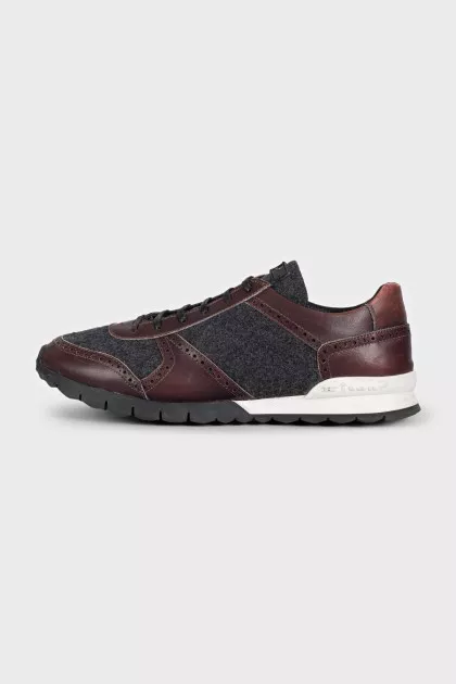 Men's sneakers made of textile and leather with perforations