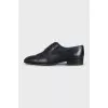 Men's black leather shoes with almond toe