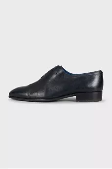 Men's black leather shoes with almond toe