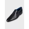 Men's black leather shoes with almond toe