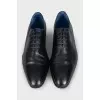 Men's black leather shoes with almond toe