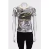 Slim-fitting grey printed t-shirt