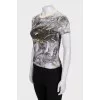 Slim-fitting grey printed t-shirt