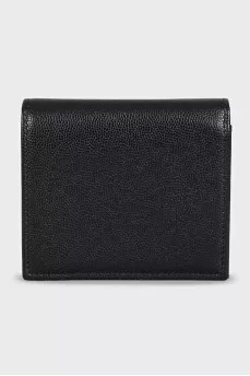 Black leather wallet with logo