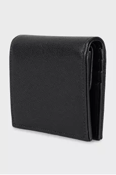 Black leather wallet with logo