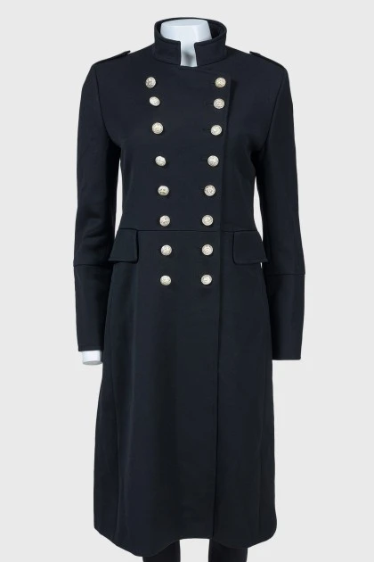 Black coat with metal buttons